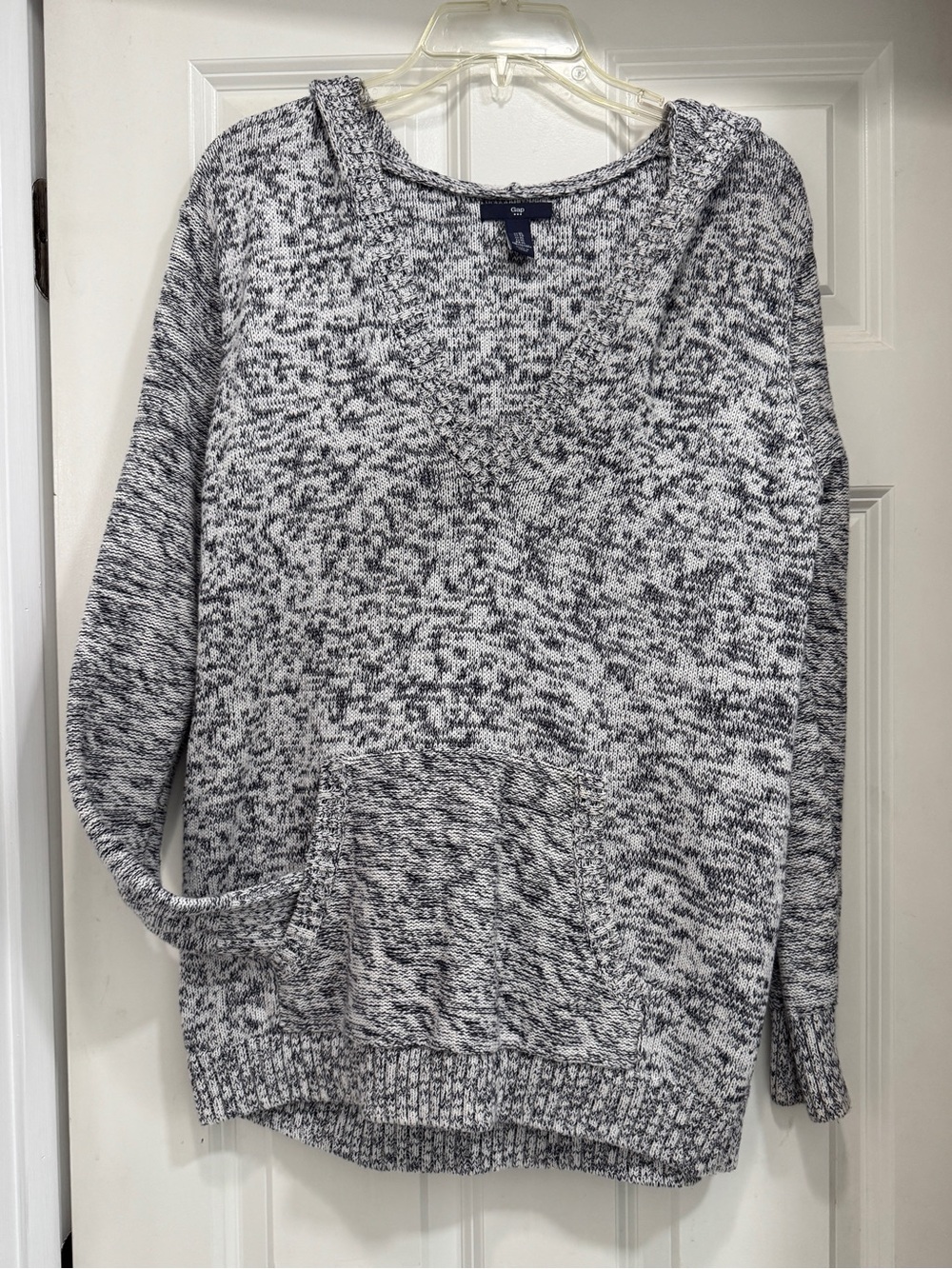 The Gap Women's Pullover Hoodie Sweater in Gray, Black, and White